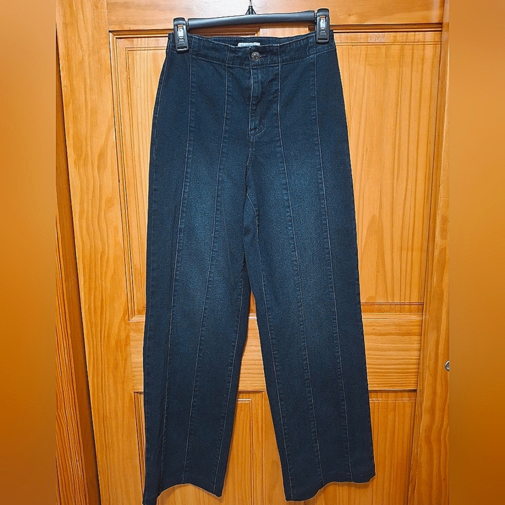Dark Blue /black Wide Leg  Jeans with High Waist